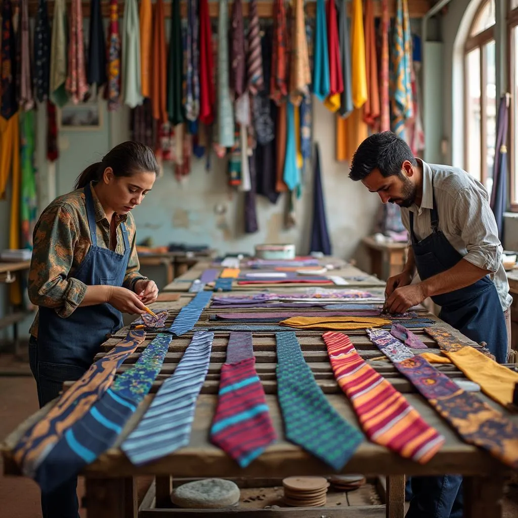 Taller de diseño textil para corbatas y pañuelos